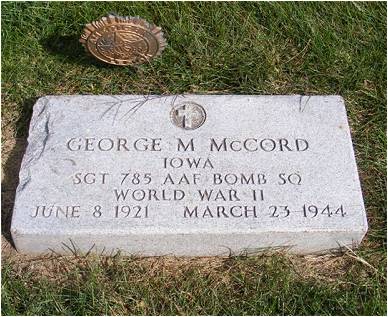 Headstone - George M. McCord - Cemetery
 'Pleasant Hill' Dunlap, Iowa - via Findagrave - PamO