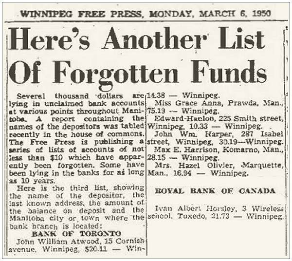 $21.73 - Forgotten Funds - Ivan Albert Horsley - 06 Mar 1950, Page 13