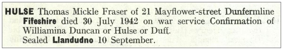 Probate 10 sep 1943, Llandudno, Wales, UK