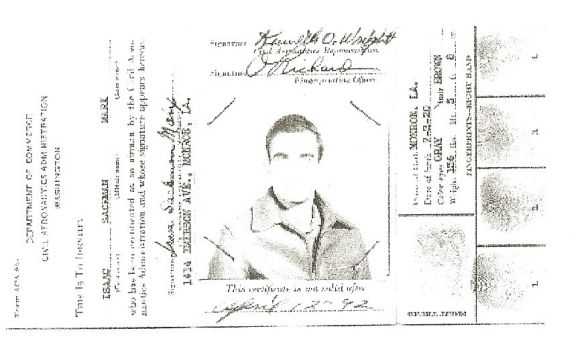 Isaac Sackman Marx - id card