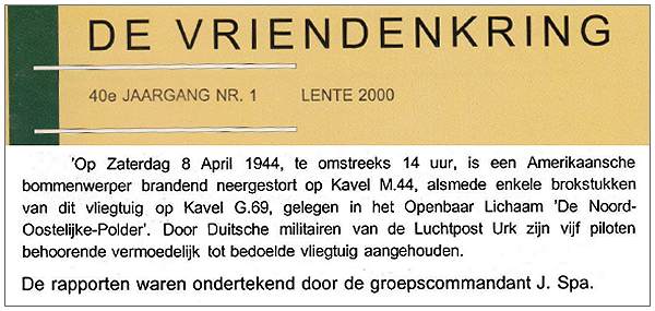 08 Apr 1944 - around 14:00 - Plane crash on Kavel M-44 and some parts on Kavel G-69