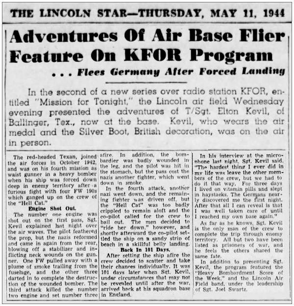 THE LINCOLN STAR - Newsclips - Kevil - 11 May 1944