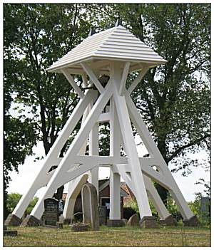 Belfry/Klokkenstoel (build 1953) at cemetery of Mirns