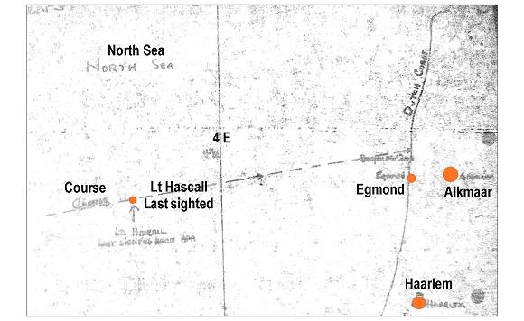 Last sighted position - Lt. Hascall