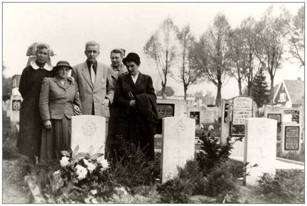 Leslie's mother at the grave of her son Les Knight