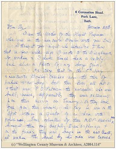 Letter Mrs. Ethel Clark to Mr. G. E. Reynolds - 29 Dec 1943