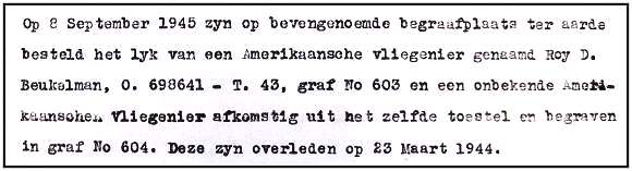 Letter 17-sep-1945 - Beukelman - Grave 603 - Grave 604 -
