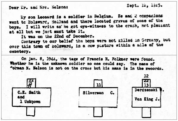 Clips of letter to Nelson family - 12 Sep 1945