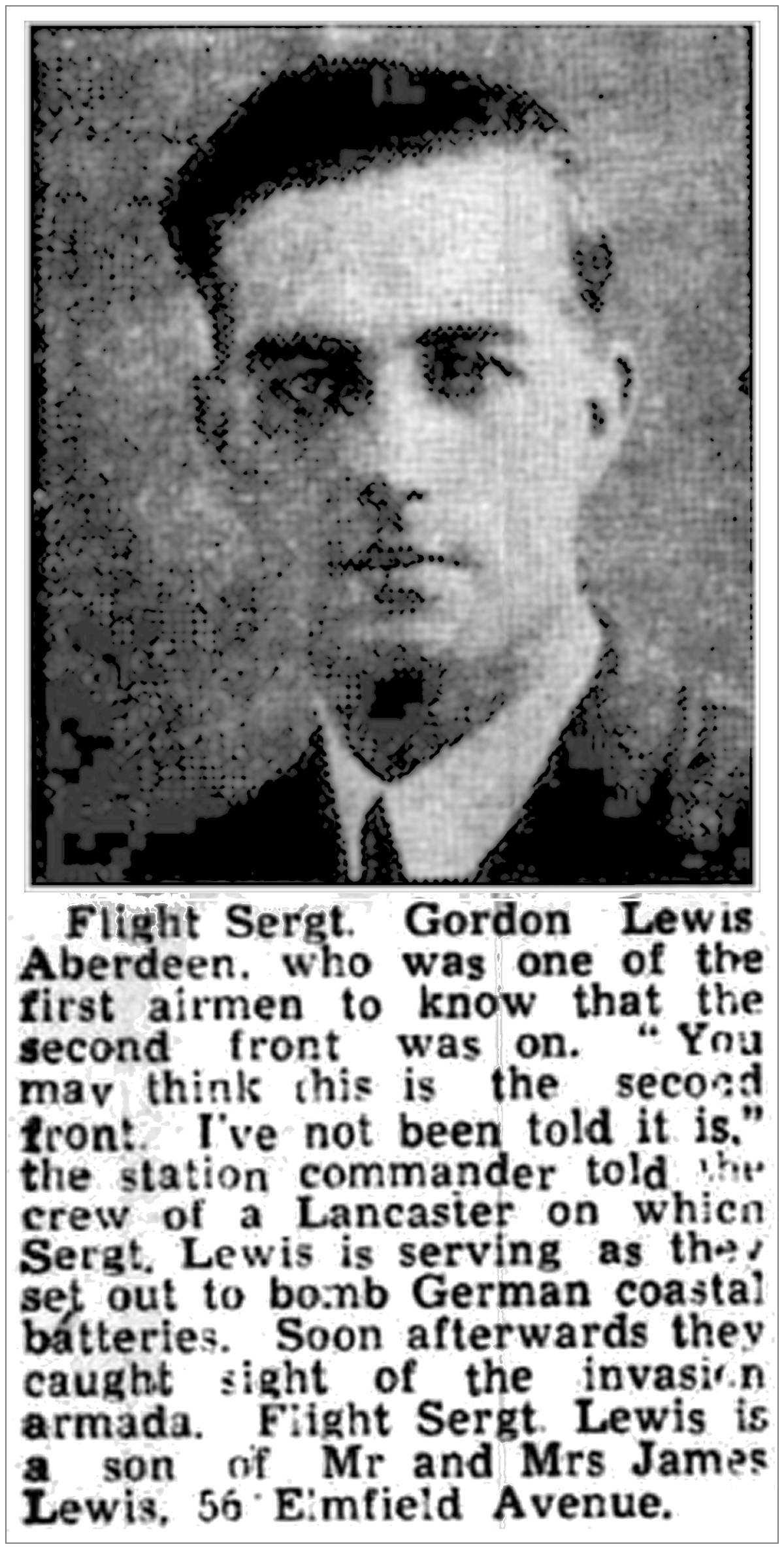Flight Sergeant - Navigator - Gordon Florence Lewis, Aberdeen