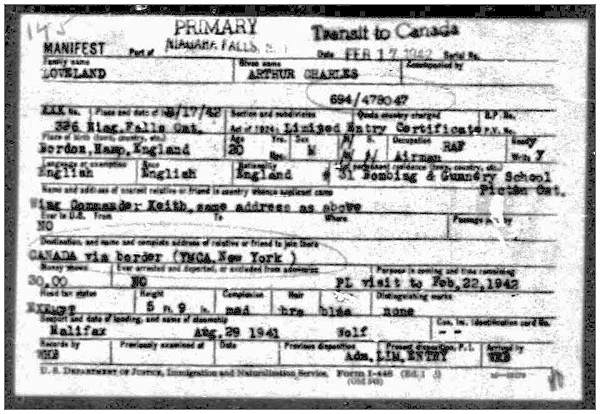 Loveland border crossing - Canada to USA - 17 Feb 1942