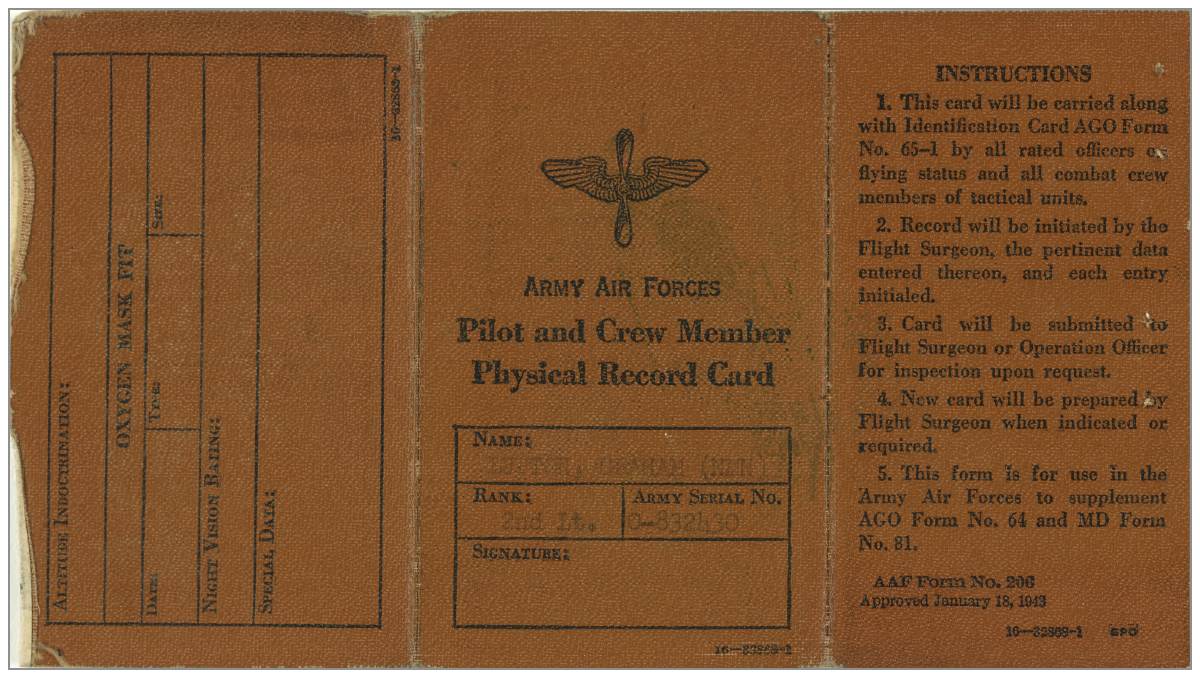 AAF -  Physical Record Card - via (KU)J 2858
