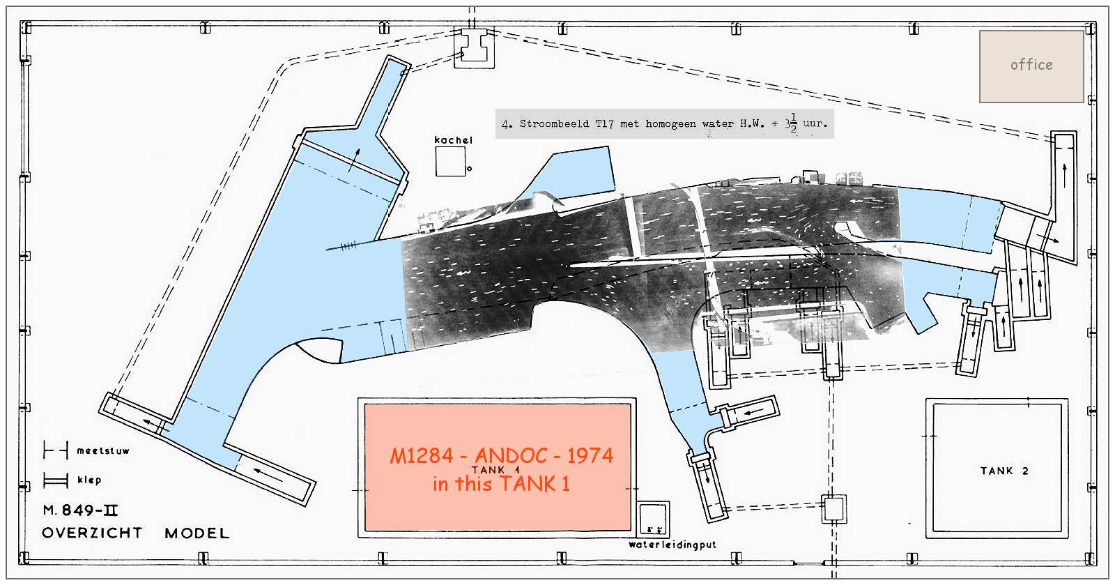 M 849 - Layout scale model with 'stroombeeld' T17 (current pattern T17) as overlay