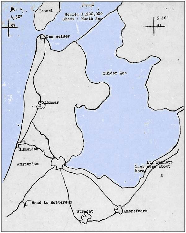 Lt. Bennett last seen - Map - IJsselmeer 'Zuiderzee' / IJmuiden area