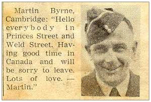 Newspaper clip - F/Sgt. - Martin John Byrne - RNZAF
