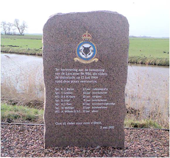 Memorial Lancaster Mk.III - PA 986 - PH-D - Mastenbroeken polder