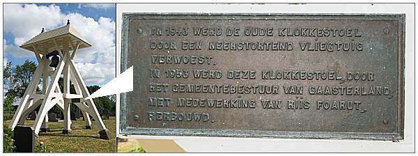 Sign - Belfry/Klokkenstoel (build 1953) at cemetery of Mirns/Murns