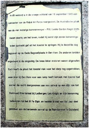 Memorial - plaque - Den Ham