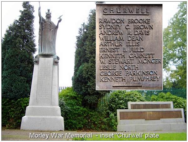 Morley War Mememorial - inset 'Churwell' plate - Leslie North