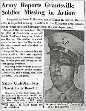 News article MIA - Sgt. Andrew Paul Barrus