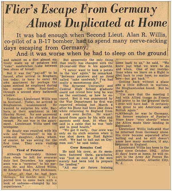 26 Sep 1944 - Newsclip - 2nd Lt. - Alan R. Willis at home - reformat