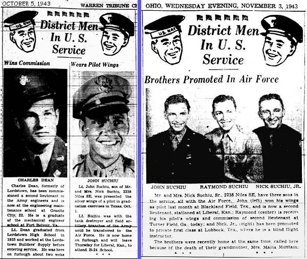Newsclips - 5 Oct 1943 and 3 Nov 1943 - Warren Tribune Chronicle