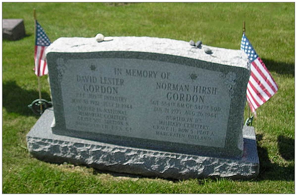 Racine Jewish Memorial Cemetery - David Lester Gordon -
        Norman Hirsh Gordon