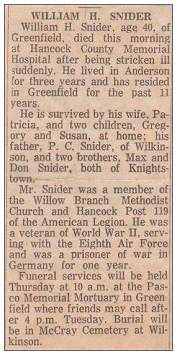 Obituary - William Harold Snider