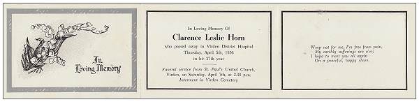 In Loving Memory of Clarence Leslie Horn