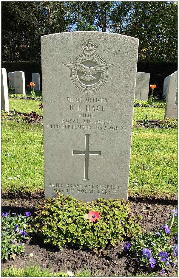 Old headstone - P/O. Robert Leo Hage - RAFVR