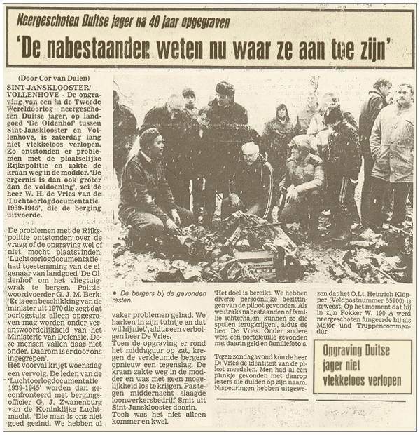 Newspaper clip - Salvage at 'De Oldenhof' - Saturday 10 Mar 1984