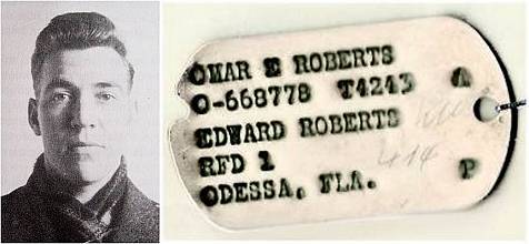 Omar Edward Roberts - ID tag via 392nd BG - KU 414 file