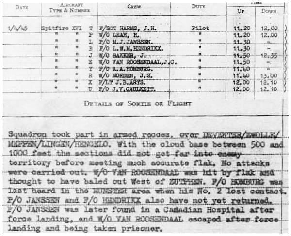 ORB - 01 Apr 1945 - 322nd RAF Squadron