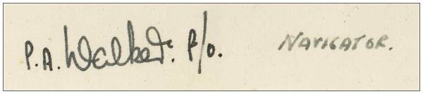 1476592 - 127545 - P/O. - Navigator - Philip Alsop Walker - RAFVR - Signature