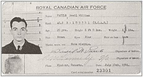 ID-card - P/O. - Pilot - Basil William Pattle - RCAF