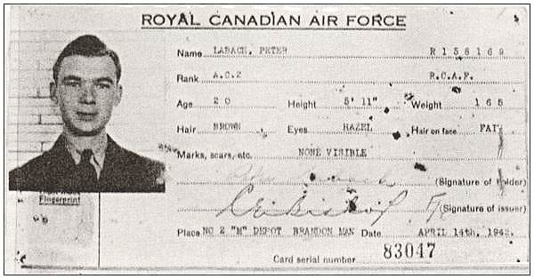 Photo ID-card - P/O. - Navigator - Peter Labach - RCAF