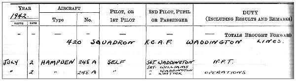 LOG BOOK - K. E. BROWN - last page - HAMPDEN 248 A