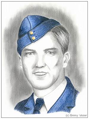 R/56328 - J/16982 - Flying Officer - Wireless Operator - William Thomas Lewis - DFM - RCAF - portrait by Emmy Visser