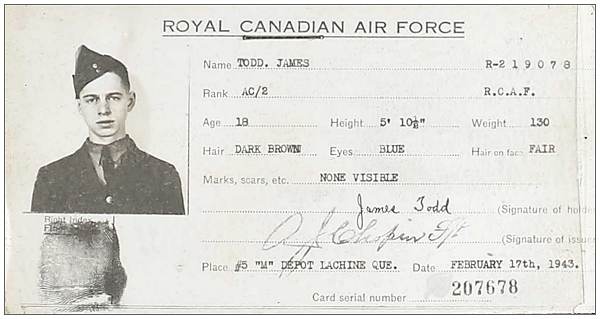 R/219078 - J/42181 - F/O. - Navigator - James Todd - RCAF
