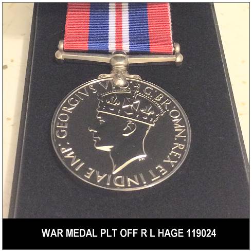 WAR MEDAL - 119024  - P/O. Robert Leo Hage - RAFVR