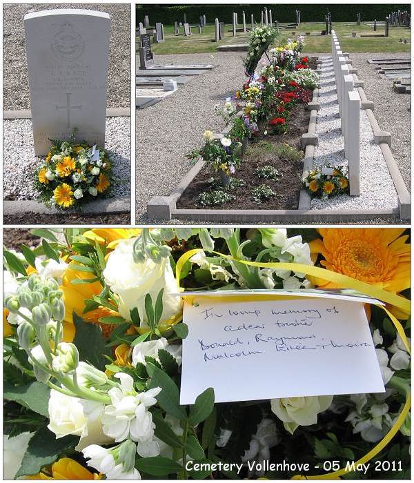 'In Loving Memory Of A Dear Brother'
         Donald, Raymond, Malcolm, Eileen + Moira
         Flowers bouquet - Race - Cemetery Vollenhove - 05 May 2011