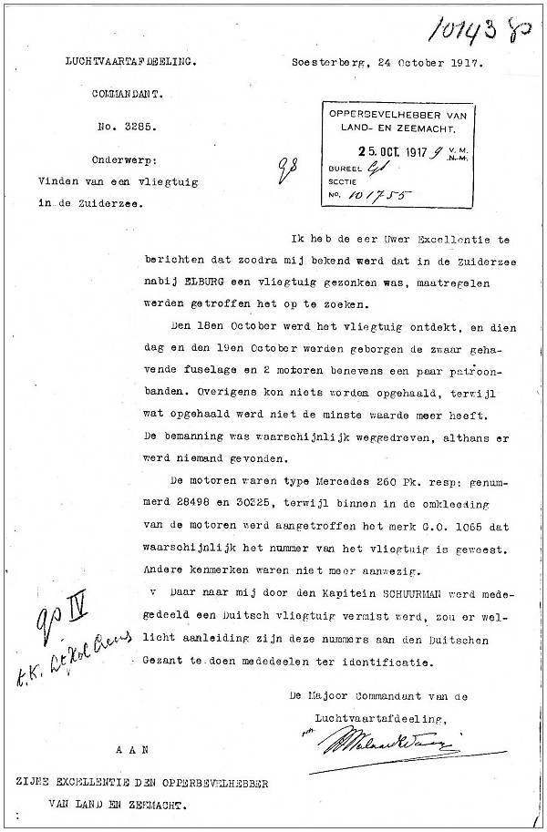 LVA - report No. 3285 - Soesterberg, 24 Oct 1917