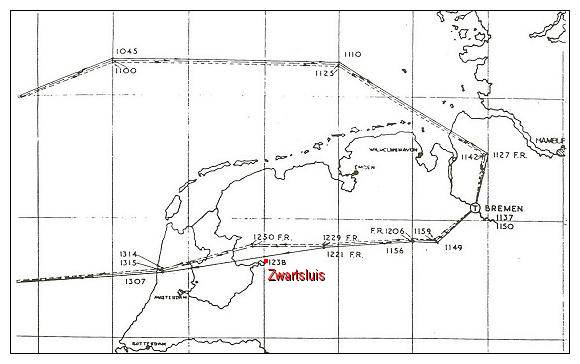 Route - 13 Nov 1943 - Mission Bremen