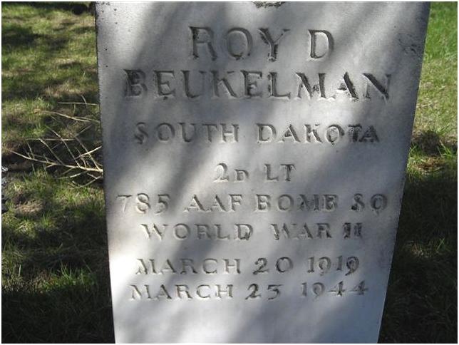 Headstone - Lt. Roy D. Beukelman, Harrison Cemetery, South Dakota