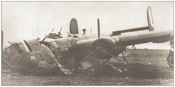 B-24H - #42-7650 after belly landing at Lemster Hop