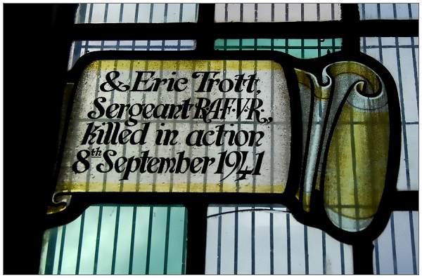 Sergeant - Eric Trott - RAFVR - Stained window - St Aiden's with St Luke Church, Manor Lane, Sheffield