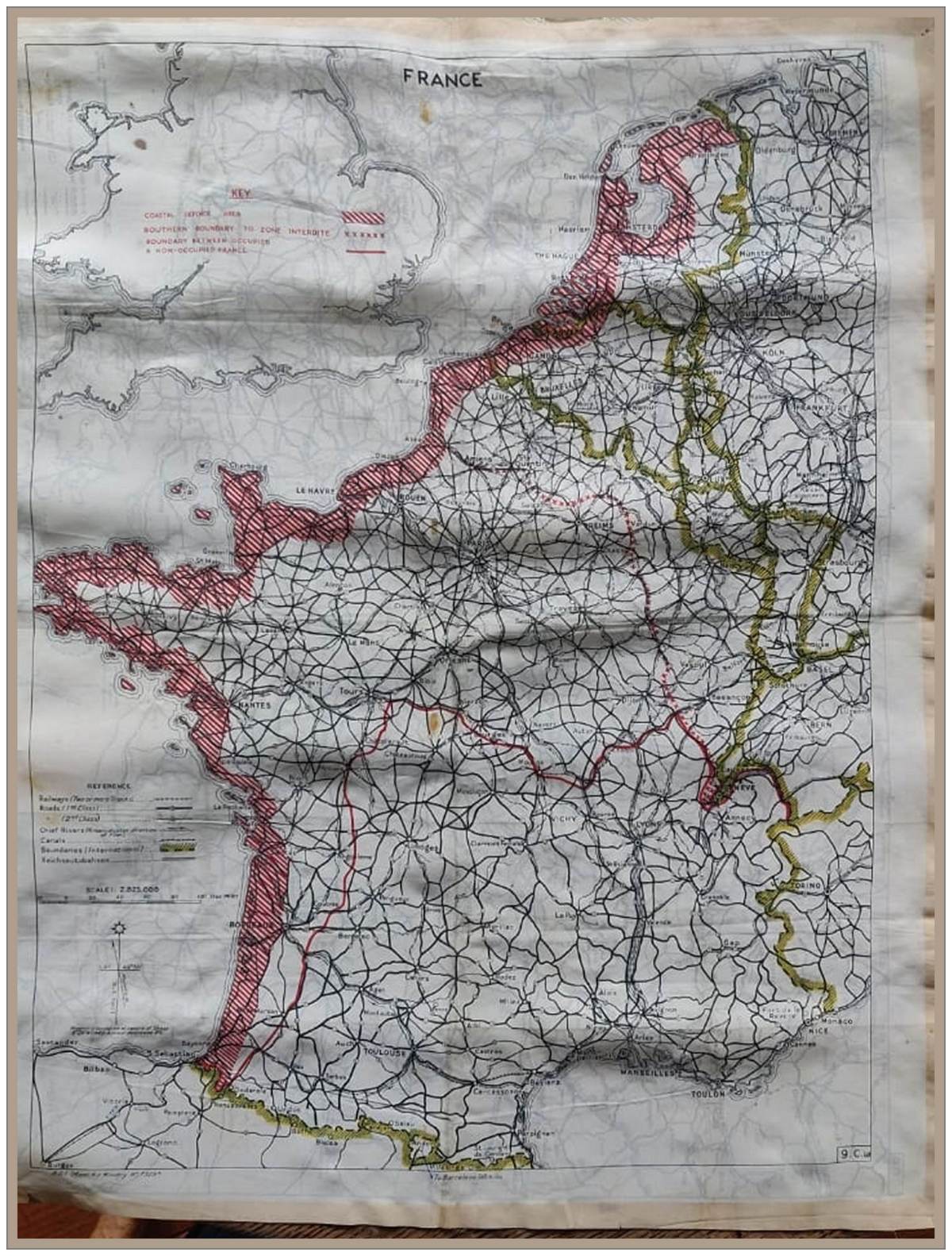 Silk Escape Map (W 68.5cm x L 71cm) taken from the B-17G wreckage by Jan Ziel (b.1934)