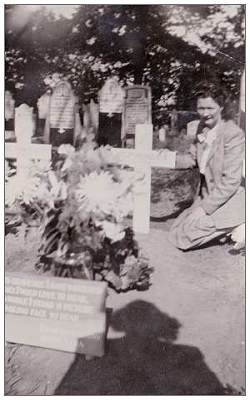 Sister Vera at grave of Arnold