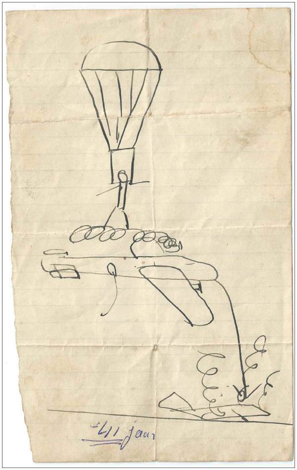Sketch made by Unknown Airman 'PETCH' - at Oene - Summer 1941