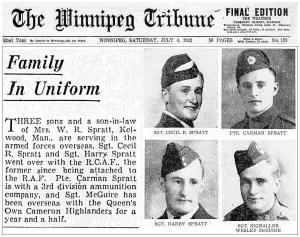 Family In Uniform - The Winnipeg Tribune: Saturday, July 04, 1942 - Page 03 (reformat)