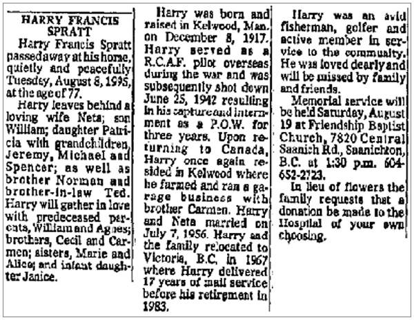 H A R R Y - F R A N C I S - S P R A T T - obituary - News clip